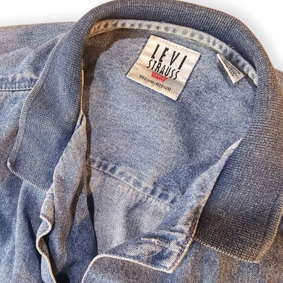 Levis Vintage Blue Denim Embroidered Button Down Long Sleeve Shirt - Picture 3 of 12